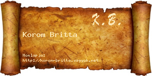 Korom Britta névjegykártya
